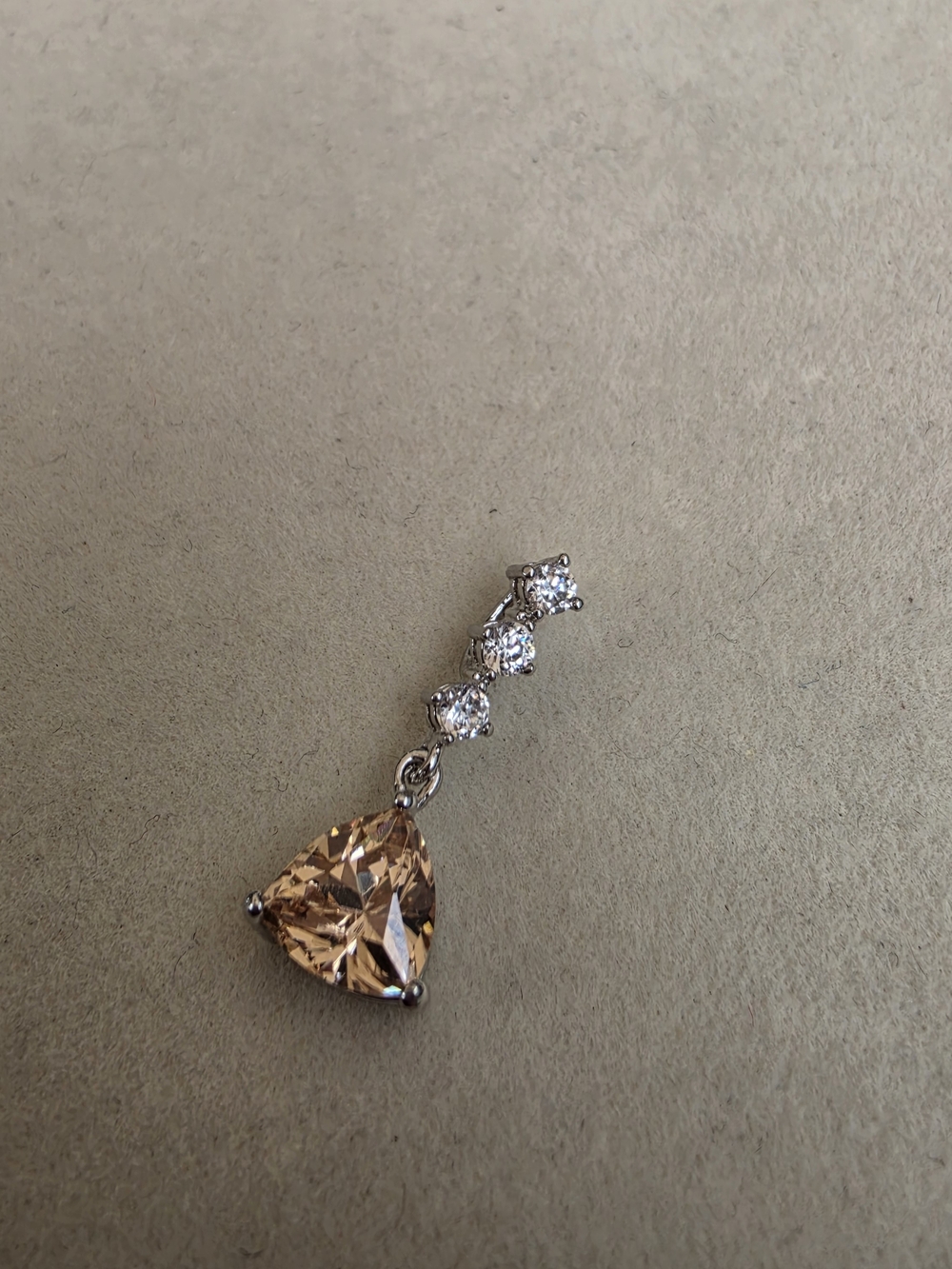 Sterling Silver Trillion Champagne Drop Pendant 1.84 g - Picture 4 of 9